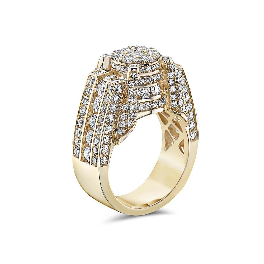 Men's 14K Yellow Gold Ring with 4.90 CT Diamonds