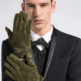 Men's Fashion Driving Warm Winter Genuine Leather Pigskin Gloves