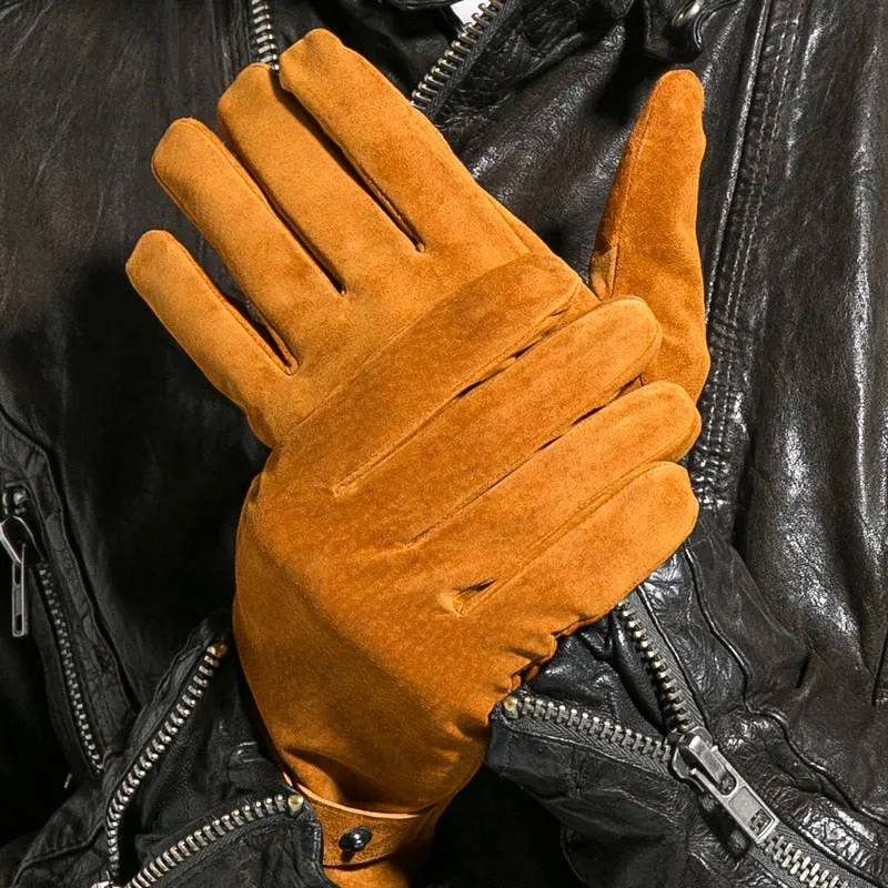 Men's Fashion Driving Warm Winter Genuine Leather Pigskin Gloves