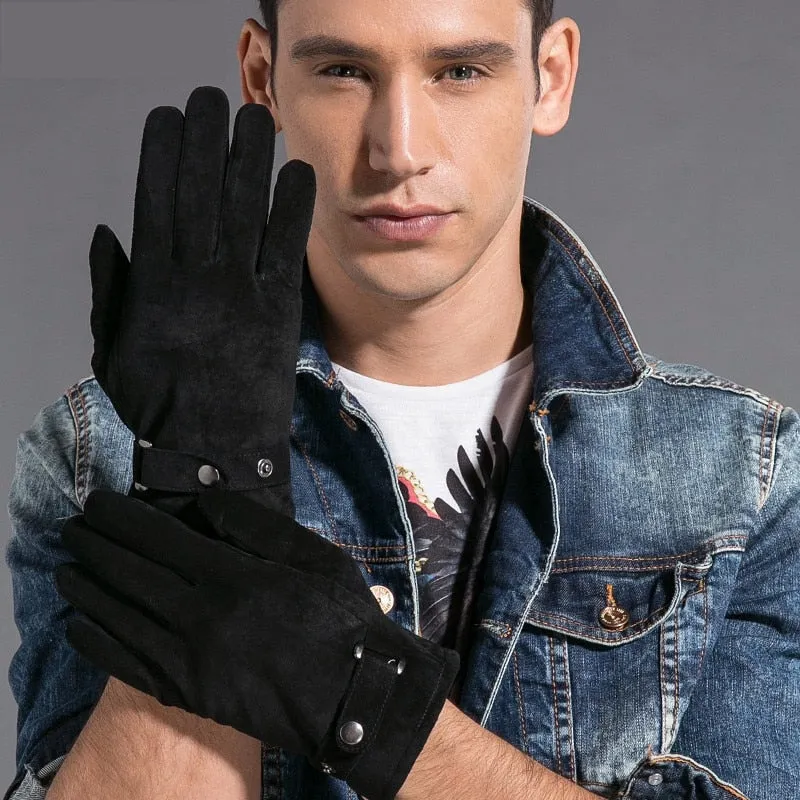 Men's Fashion Driving Warm Winter Genuine Leather Pigskin Gloves