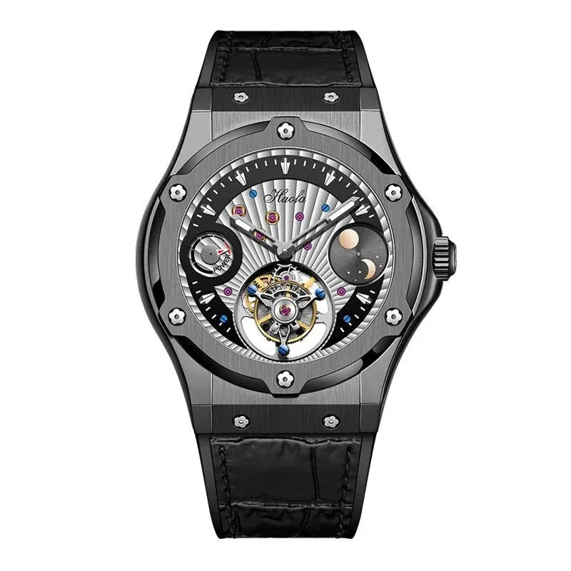 Men's Luxury Moonphase Flying Tourbillon Waterproof Mechanical Watch