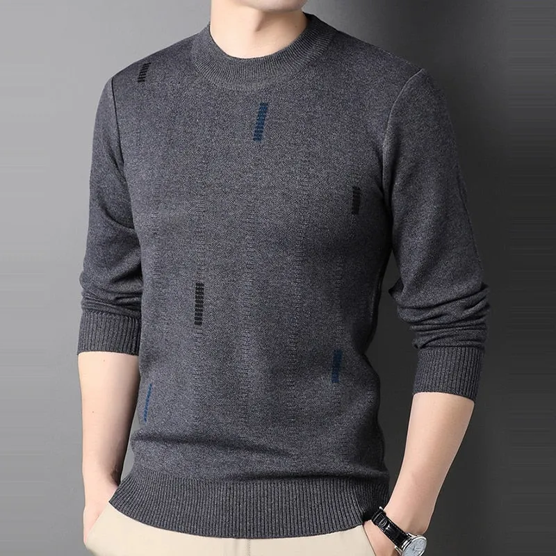 Men's Winter Luxury Standard Wool Knitted O-Neck Jersey Pullover