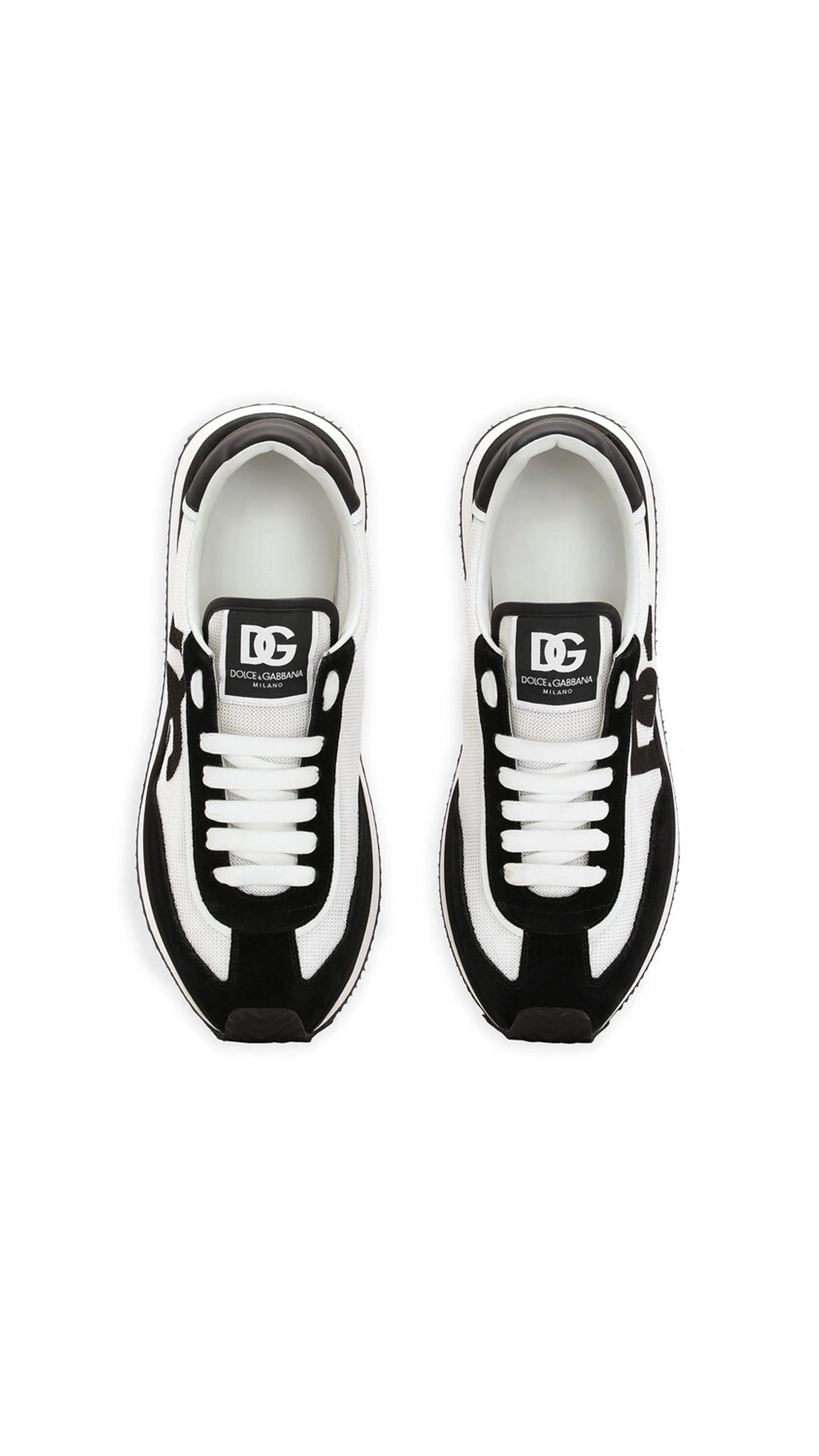 Mixed-Material DG Cushion Sneakers - Black/White