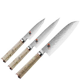 Miyabi Birchwood 5000mcd Santoku, Shotoh Utility And Shotoh Knife 3 Piece Set