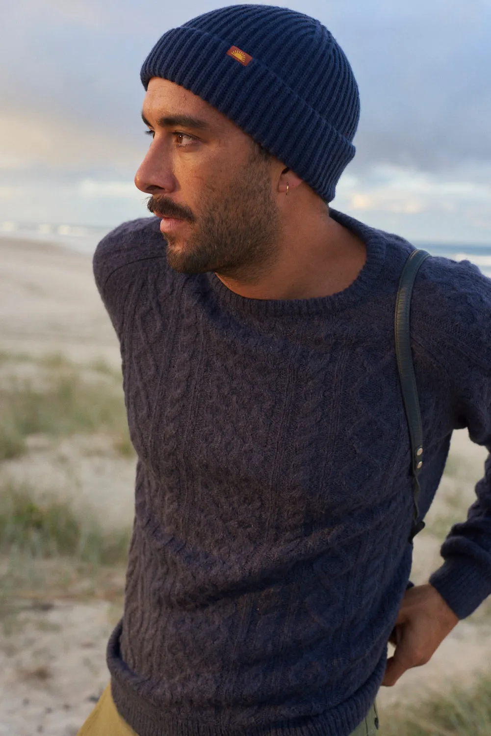 Mohair Fishermans Knit Blue Coal