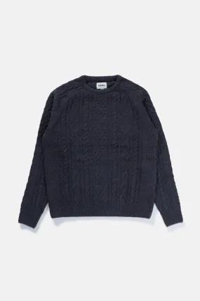 Mohair Fishermans Knit Blue Coal