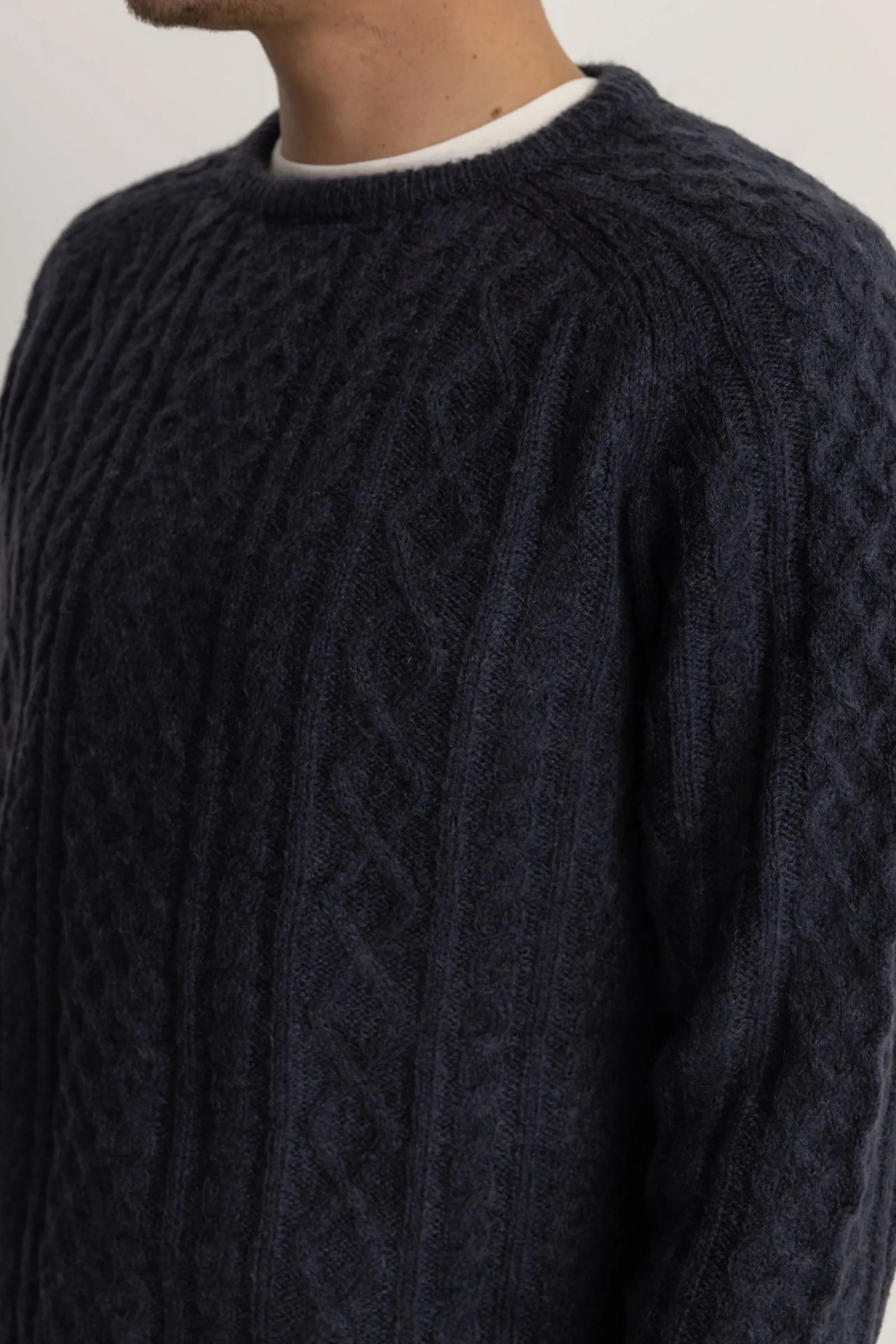 Mohair Fishermans Knit Blue Coal