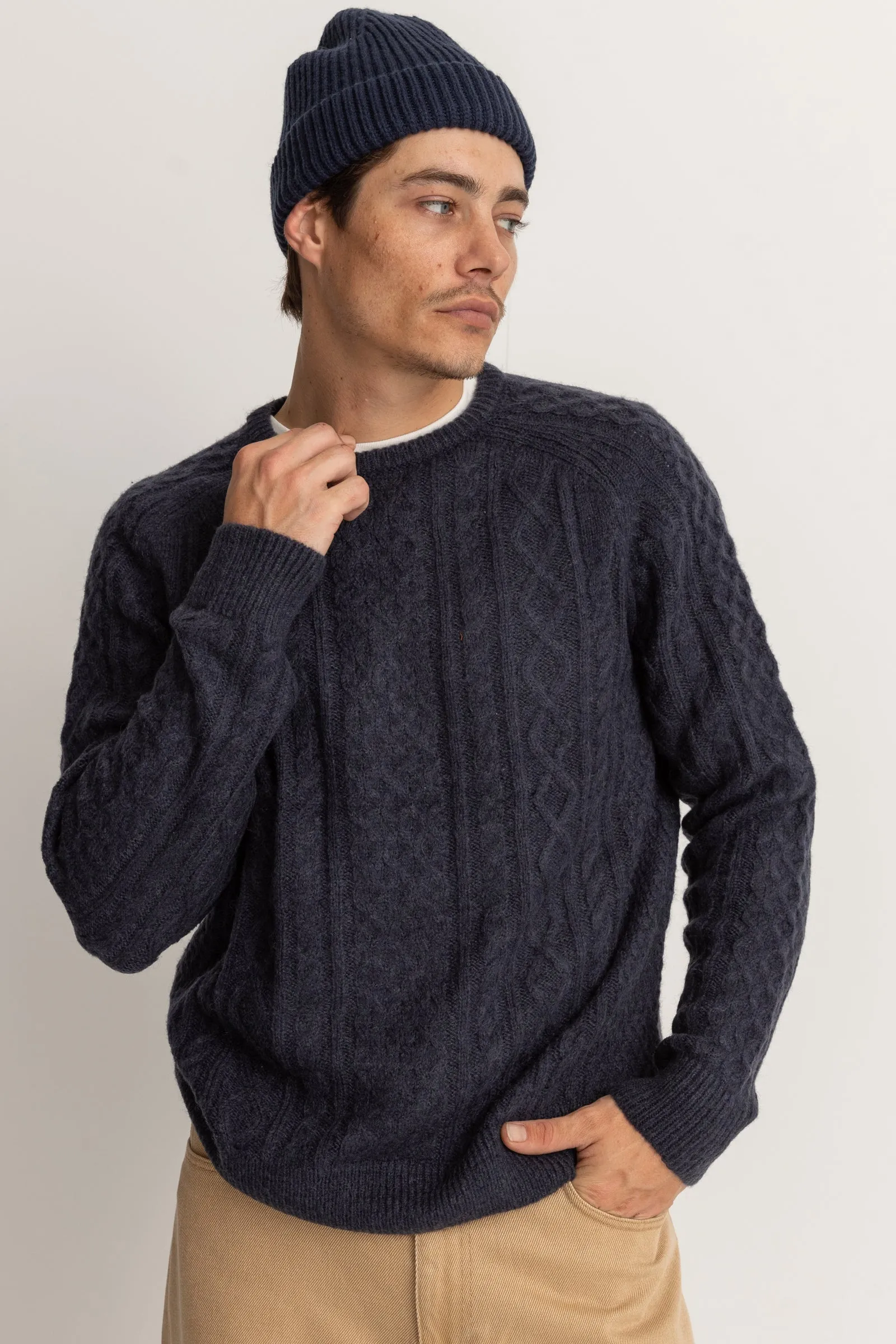 Mohair Fishermans Knit Blue Coal