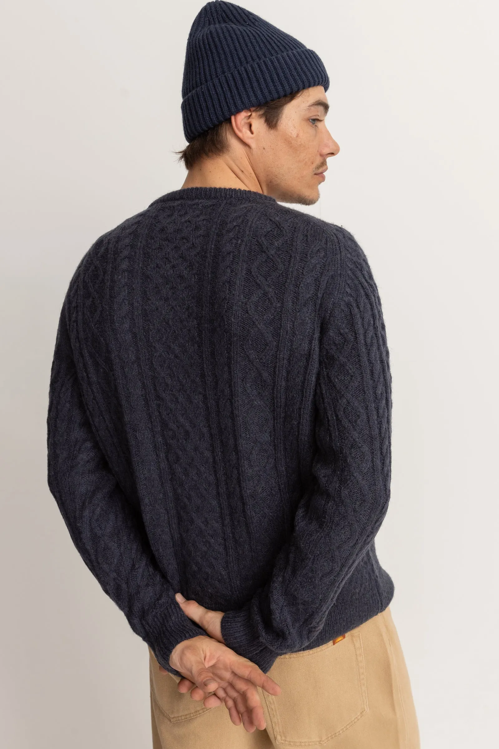 Mohair Fishermans Knit Blue Coal