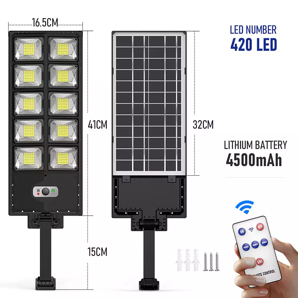 Outdoor Solar Lights Remote Control 12000 Lumens 504 LED Garden Lamp Solar Panel Lamps Waterproof Motion Sensor Street Light