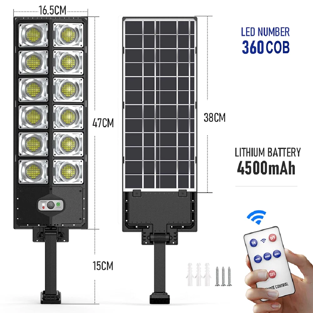 Outdoor Solar Lights Remote Control 12000 Lumens 504 LED Garden Lamp Solar Panel Lamps Waterproof Motion Sensor Street Light