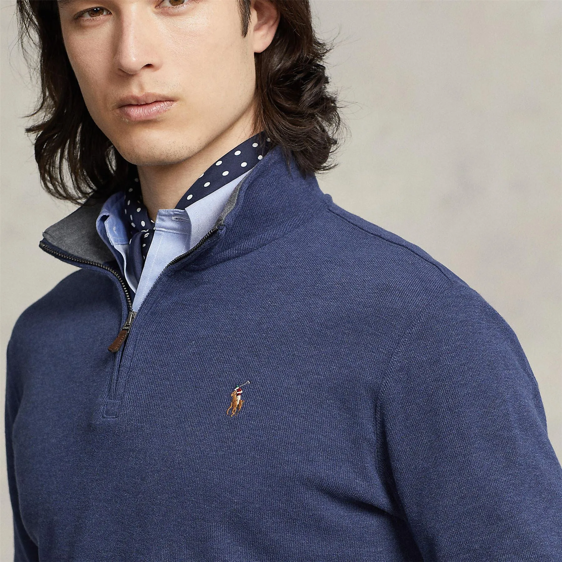 Polo Golf Cotton Half Zip Spring Navy Heather - AW23