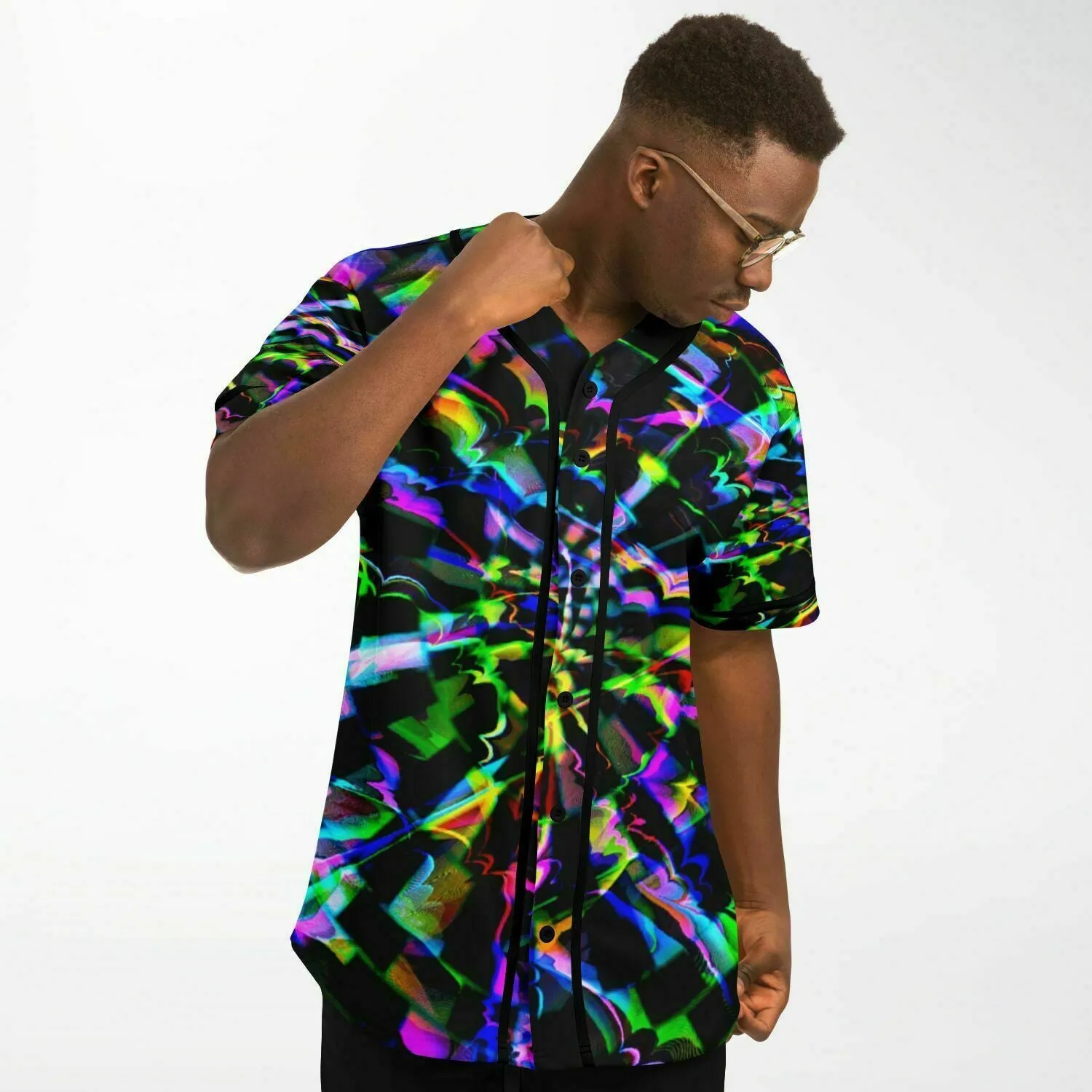 Rainbow Glitch Rave Ready Baseball Jersey