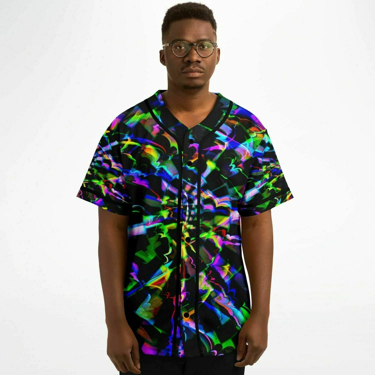 Rainbow Glitch Rave Ready Baseball Jersey