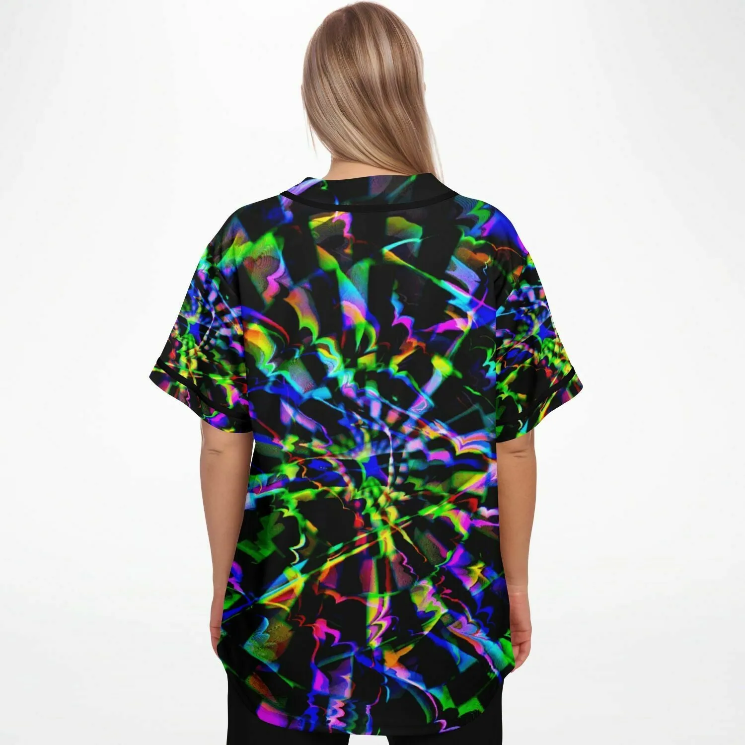 Rainbow Glitch Rave Ready Baseball Jersey