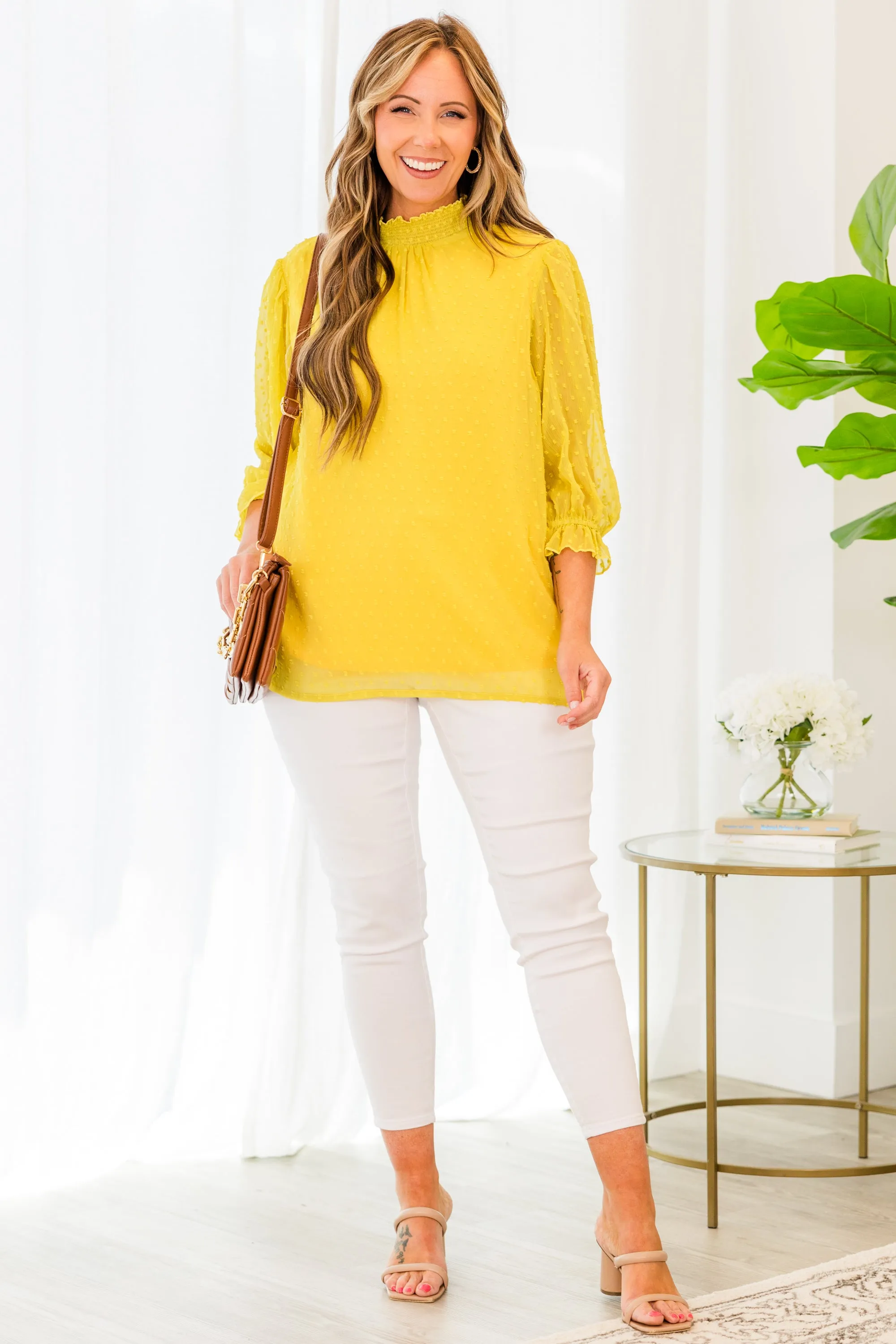 Ready For Class Blouse, Mustard