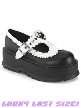 SLACKER 23 - BLACK & WHITE VEGAN LEATHER - SIZE 7