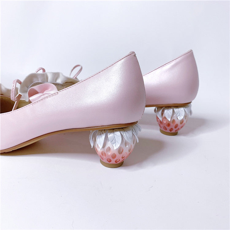 Strawberry low heel pump shoes