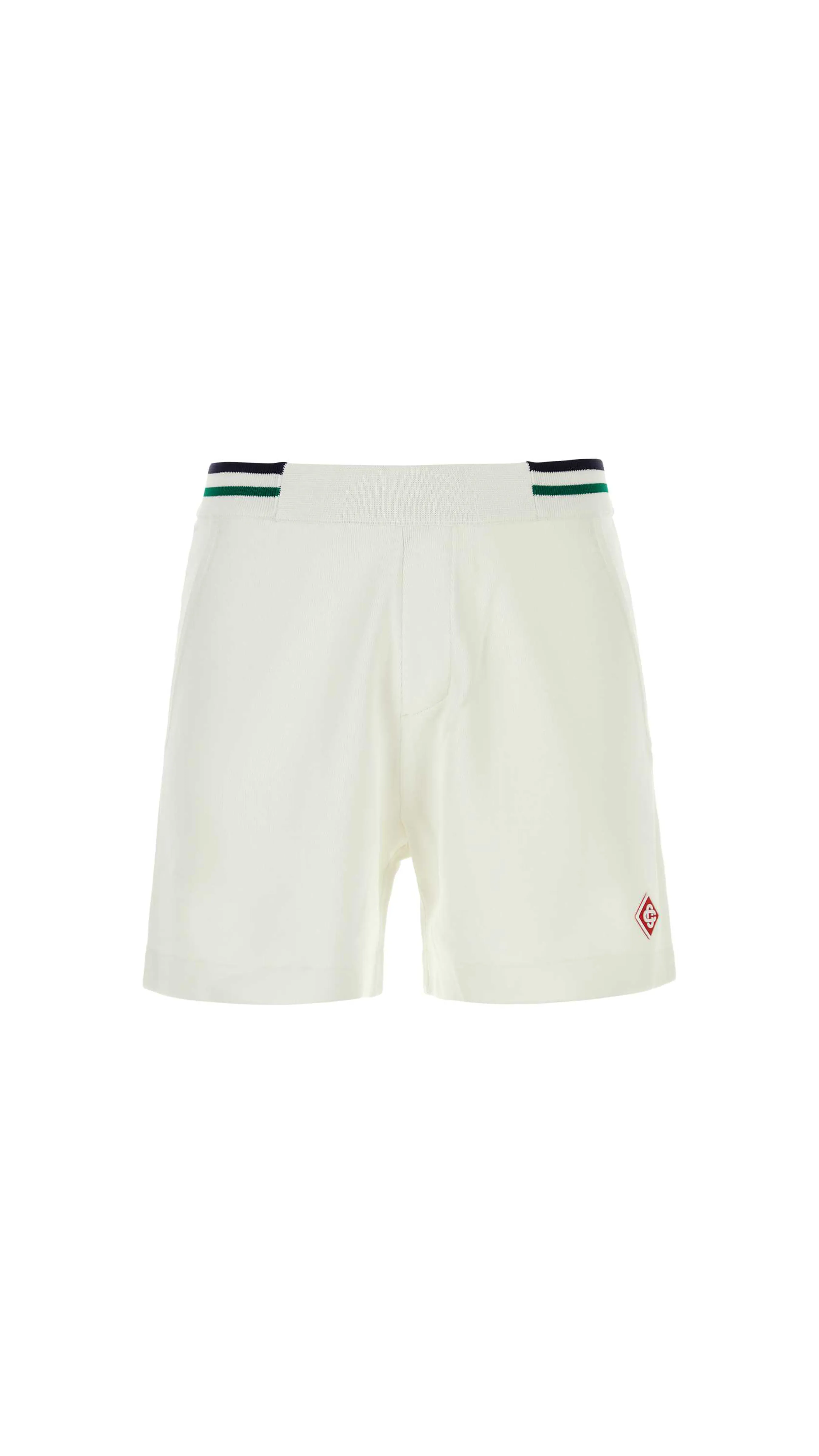 Striped Tennis Knit Shorts - White