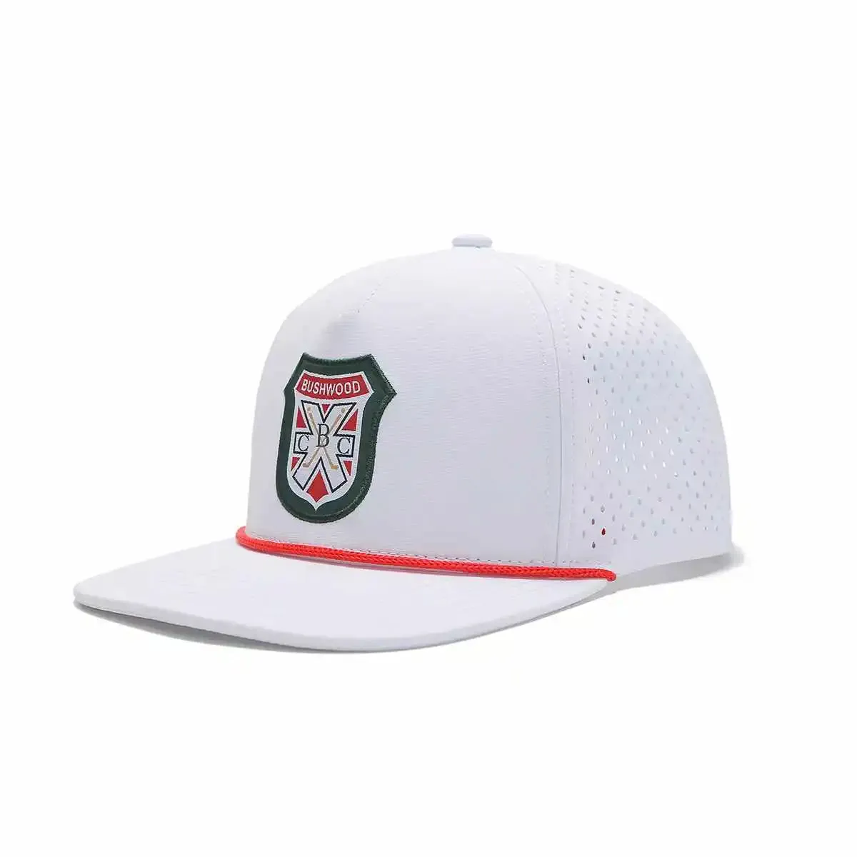 TOUR PRO Bushwood Members Golf Hat in White with Flat Brim