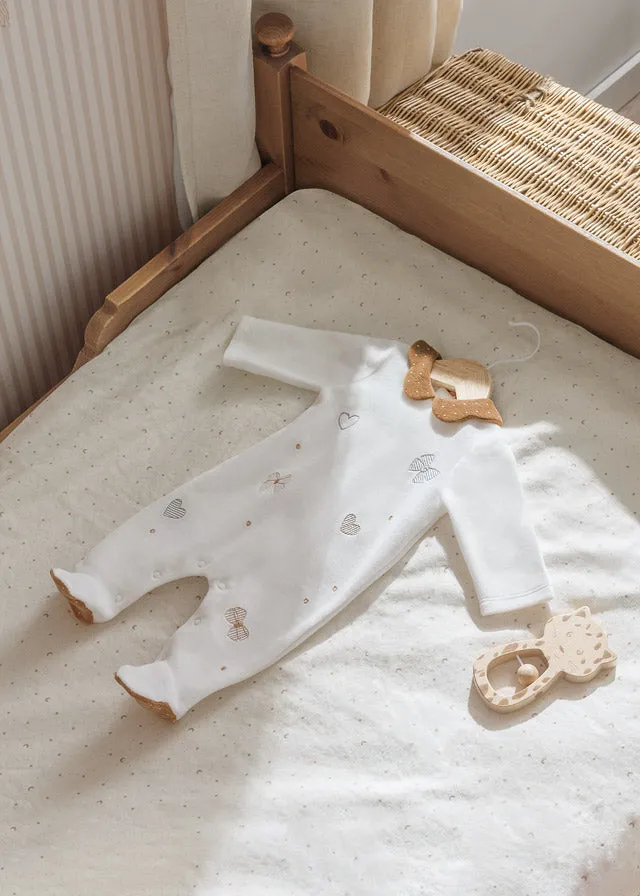 Velour bodysuit for newborn girl - Natural-ca