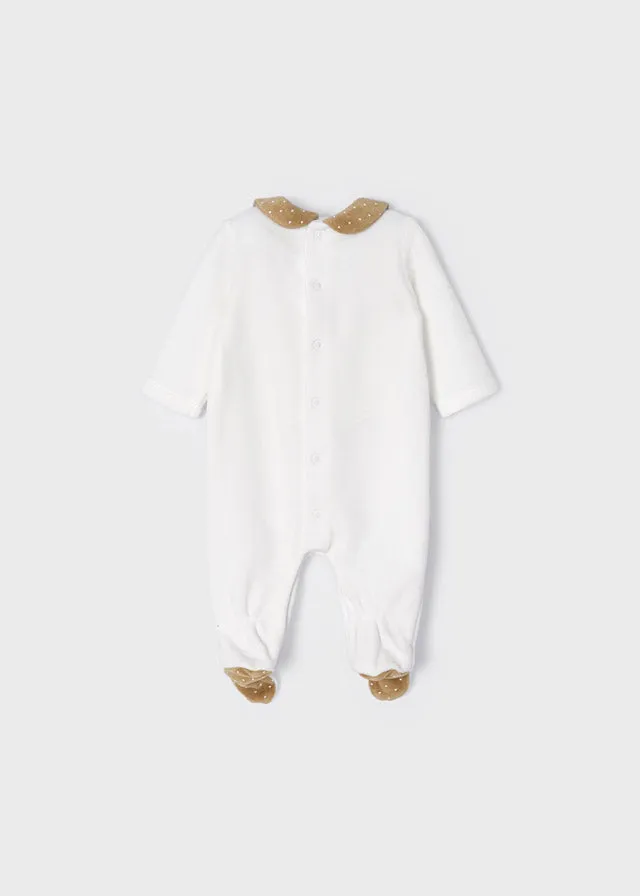 Velour bodysuit for newborn girl - Natural-ca