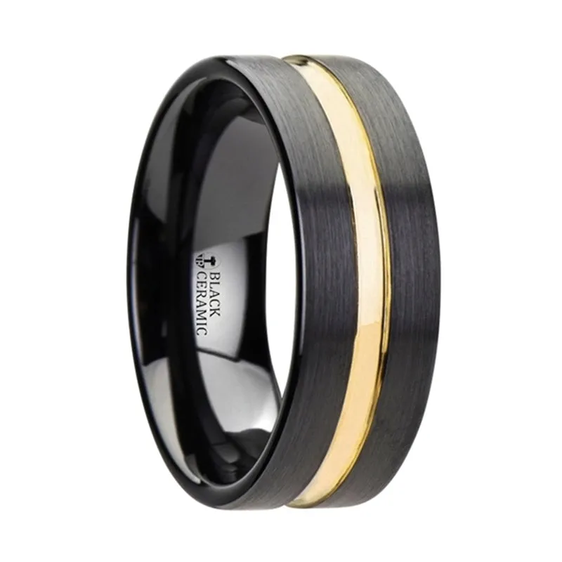 Vivaldi Black Ceramic and Yellow Gold Band