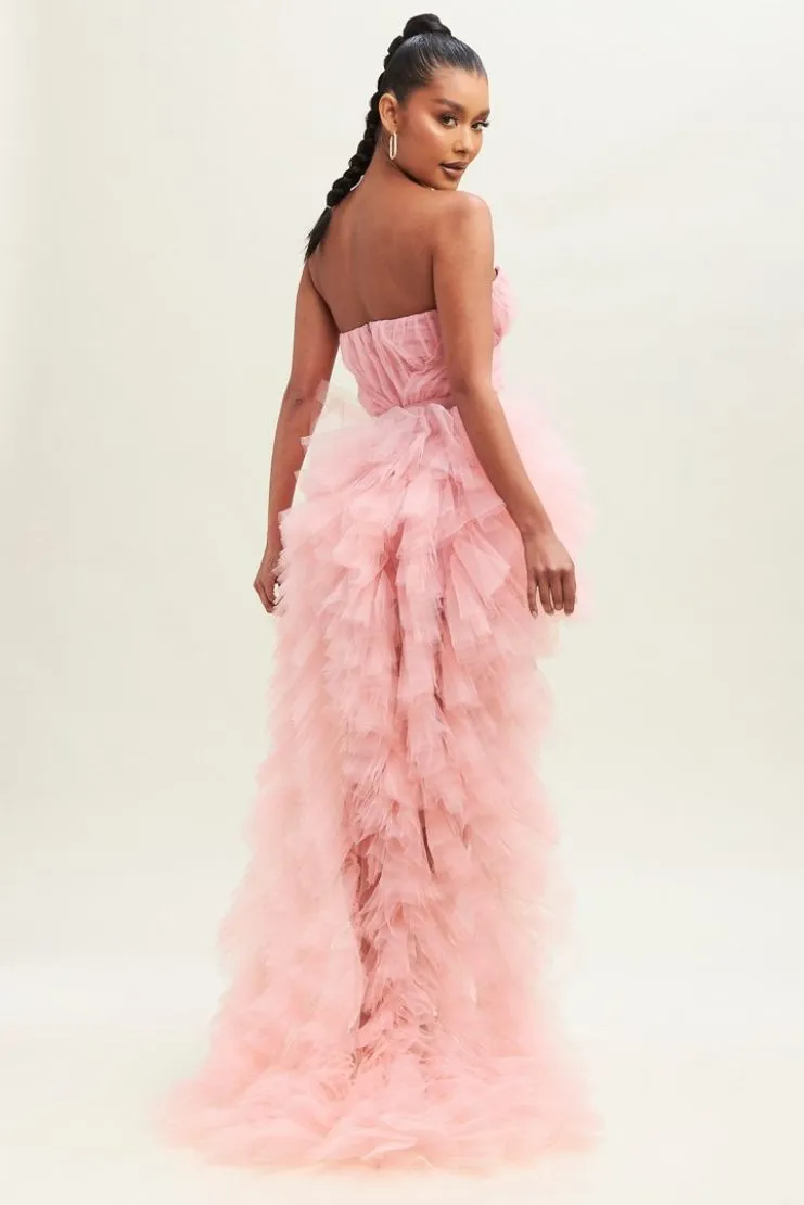 Zendaya High Low Layered Tulle Gown - Pink